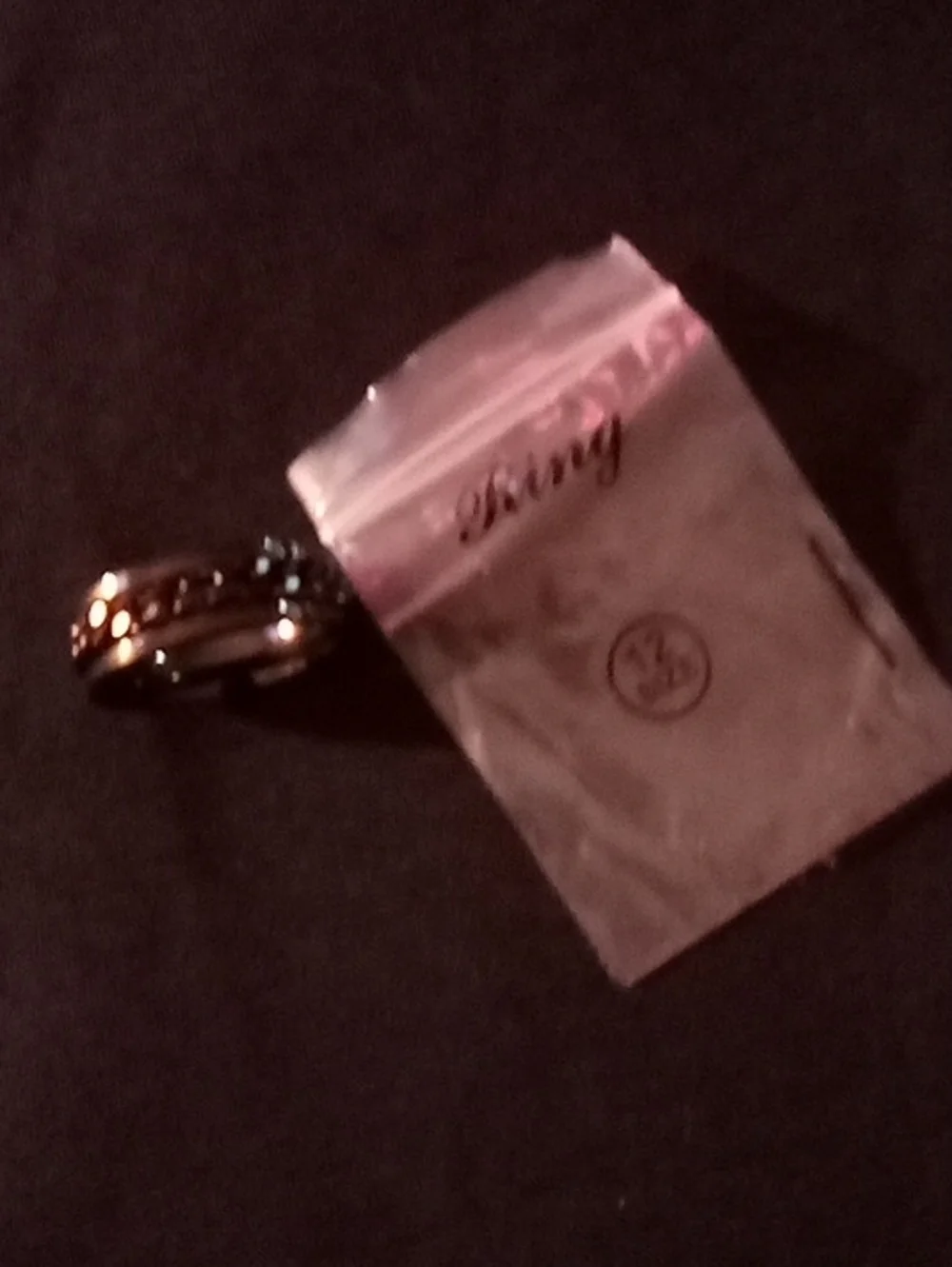 Ring Two-Tone Metal Band with Black Accents